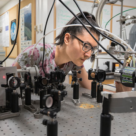 Student working in science